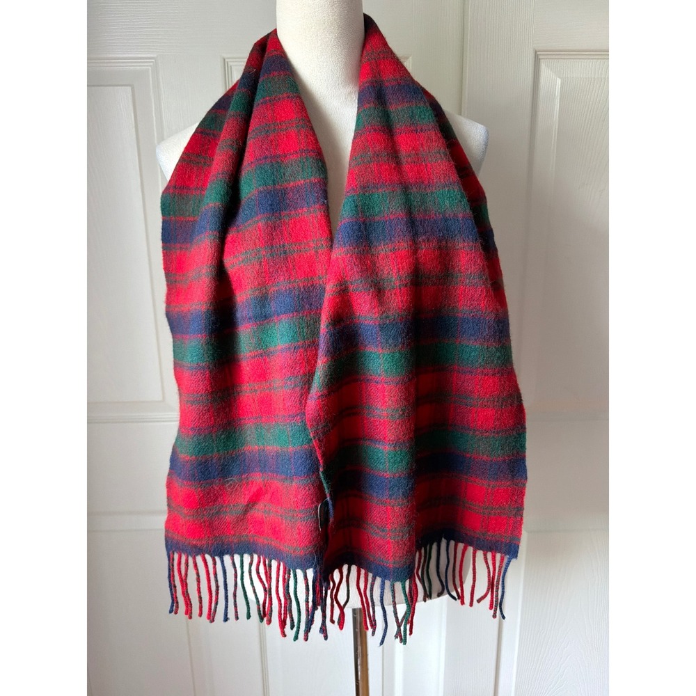 Highlander Lochcarron Scarf Unisex OS Red Green Plaid Lambswool Scotland